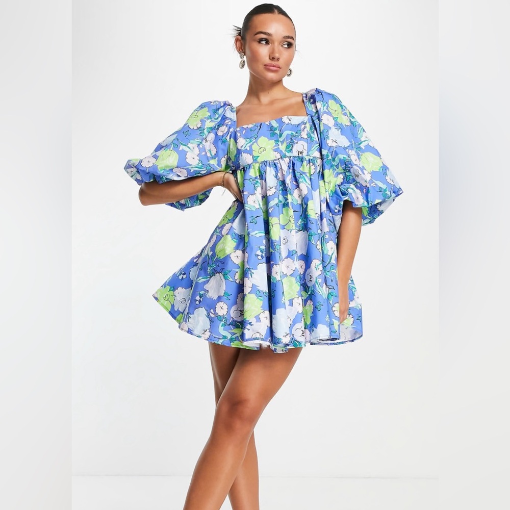ASOS Blue Floral Mini Dress